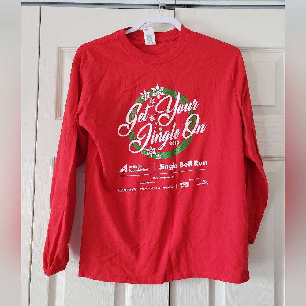 Red Jingle Bell 5K Race Shirt - Long Sleeve, Size M